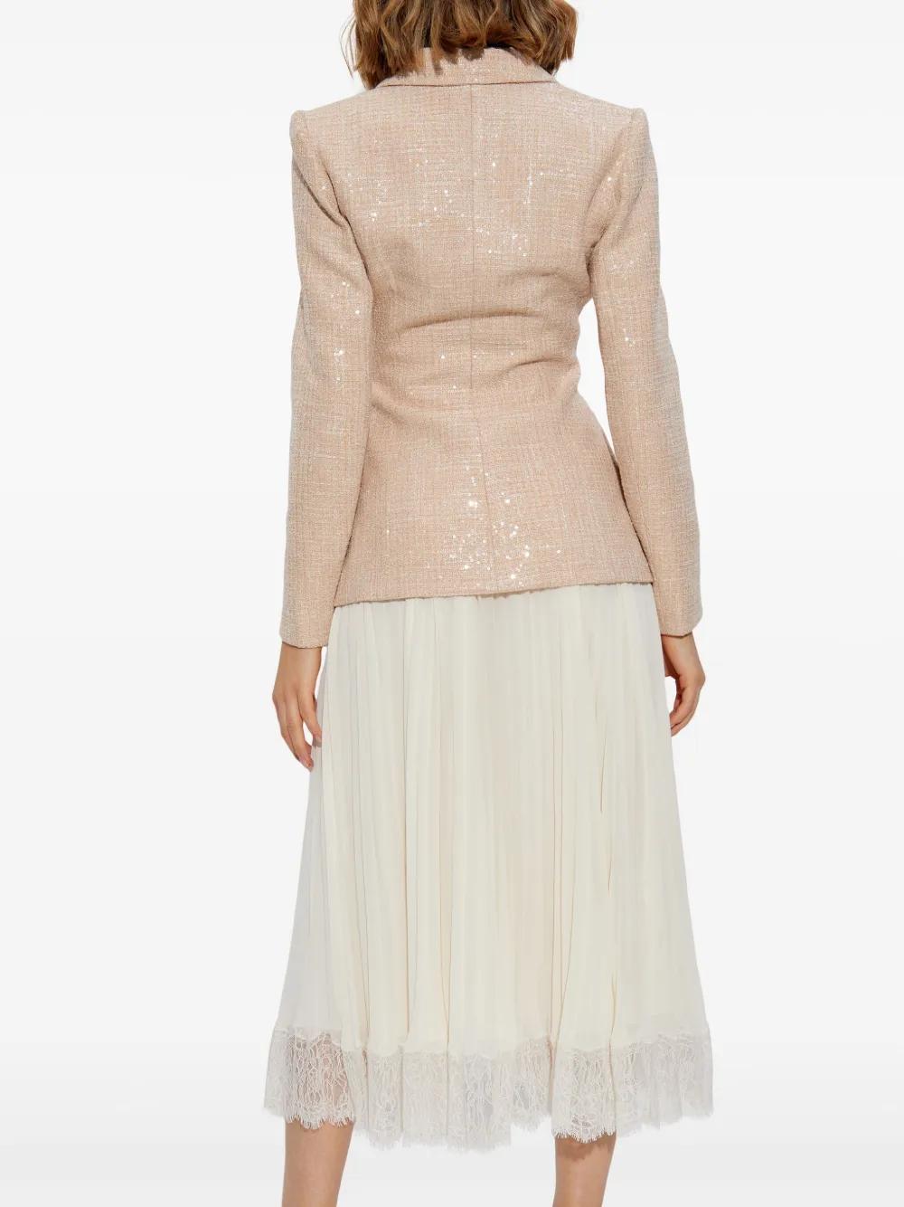 knee length dresses for ladies Pink Sequin Boucle Tailored Midi Dress  self-portrait