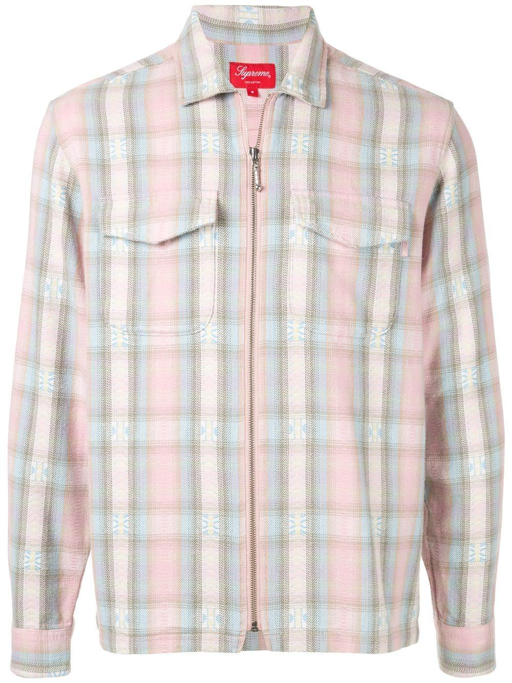 supreme plaid flannel zip up shirt
