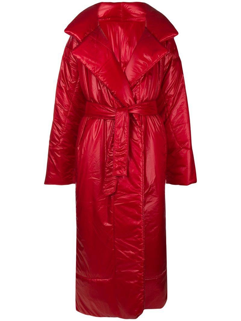 Norma Kamali Long Sleeping Bag Coat in Red | Lyst