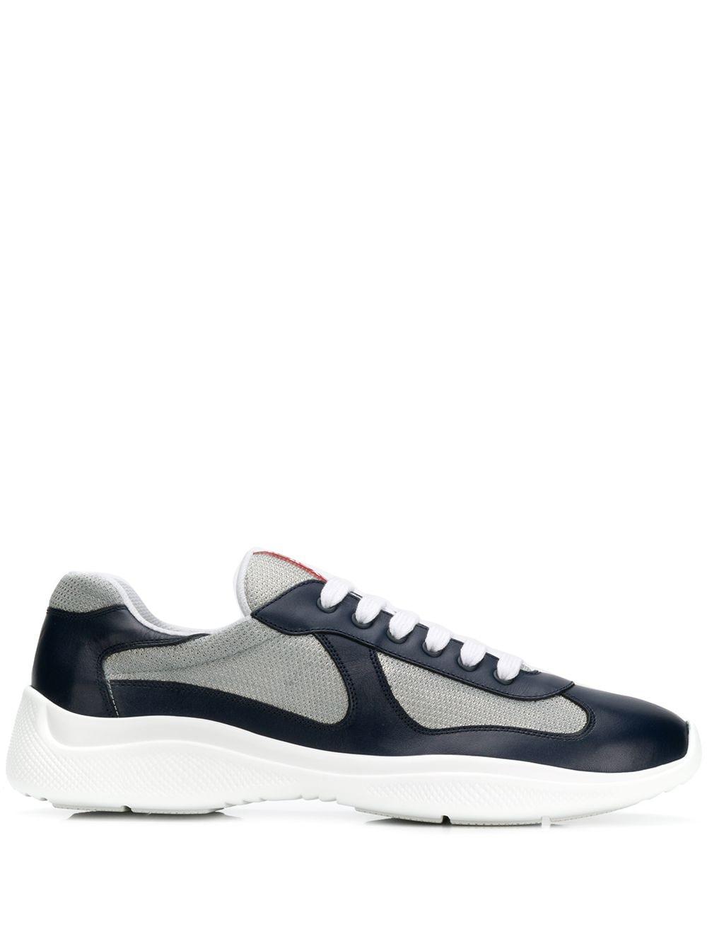 Prada Leather Americas Cup Sneakers in Blue,White,Silver (Blue) for Men ...