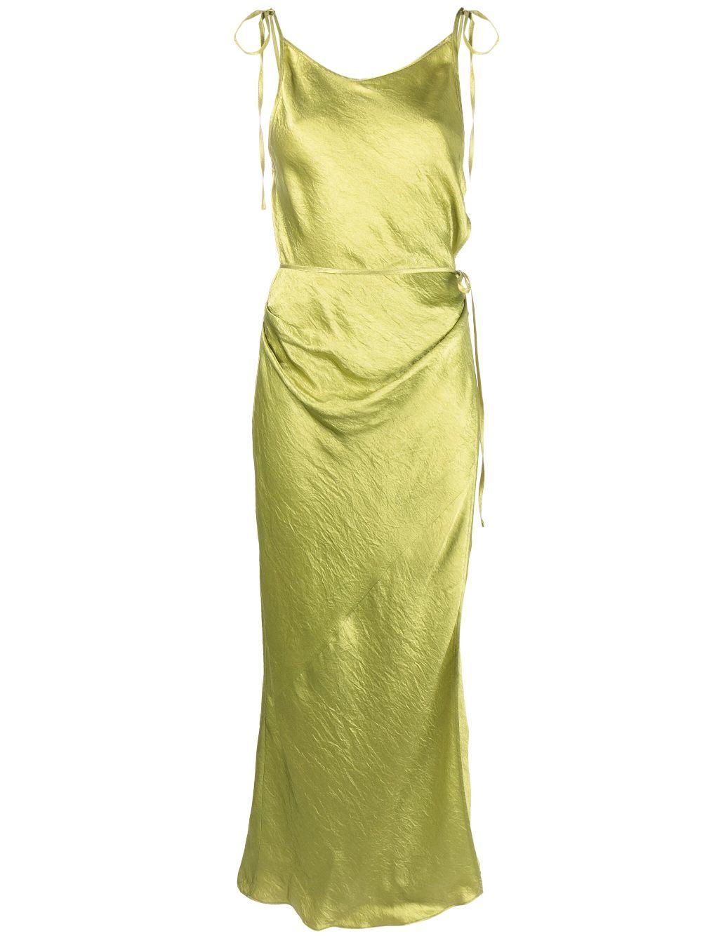 Acne Studios Crinkled Satin Wrap Dress in Yellow | Lyst Australia