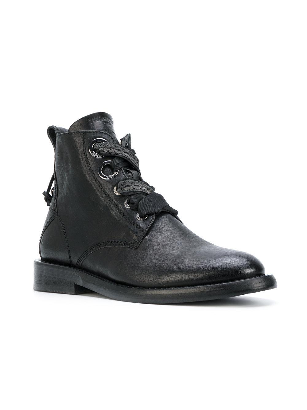 Zadig & Voltaire Leather Lace Up Laureen Roma Boots in Black Lyst