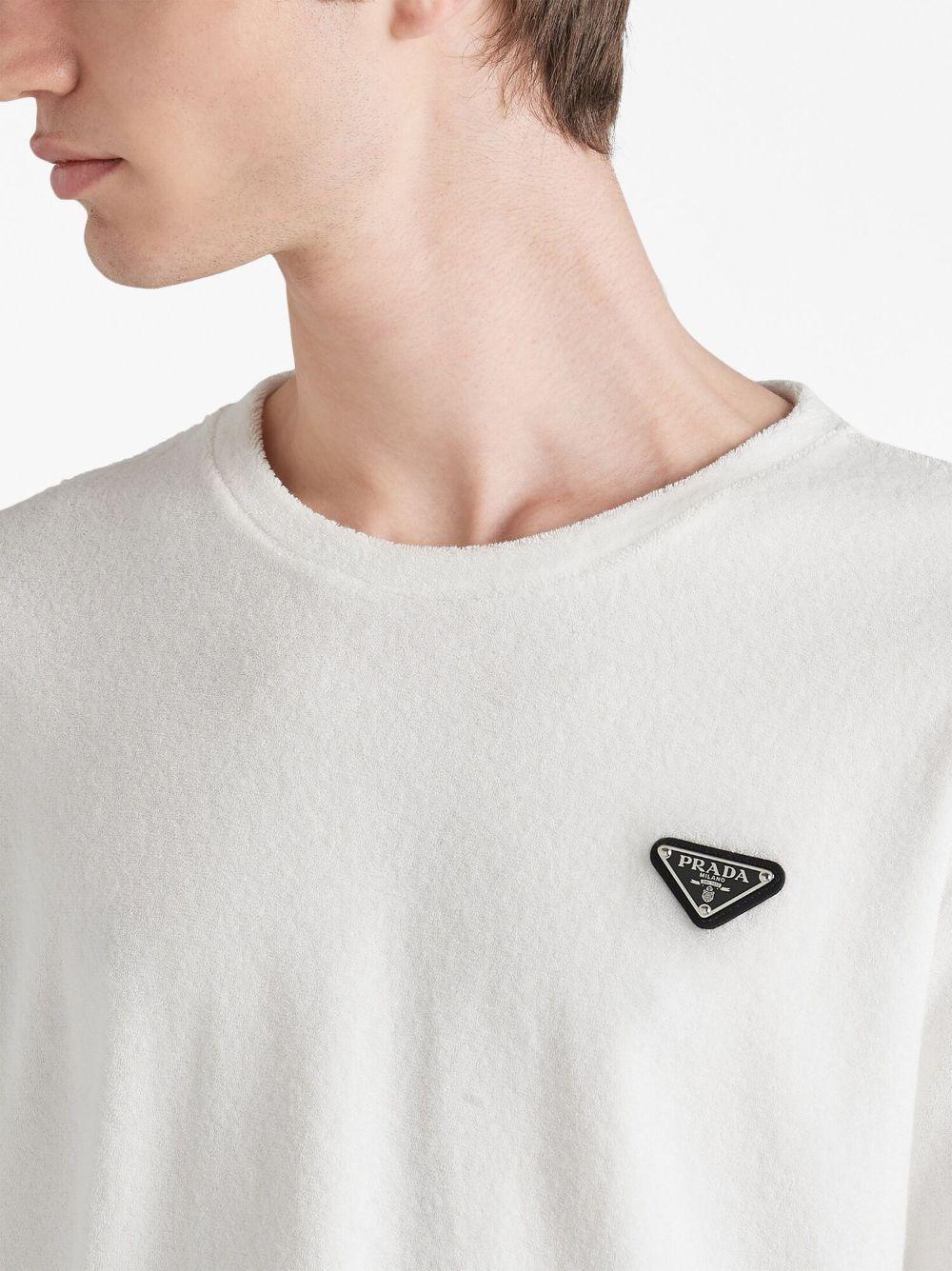 Prada Triangle-logo Terry T-shirt White for Men | Lyst