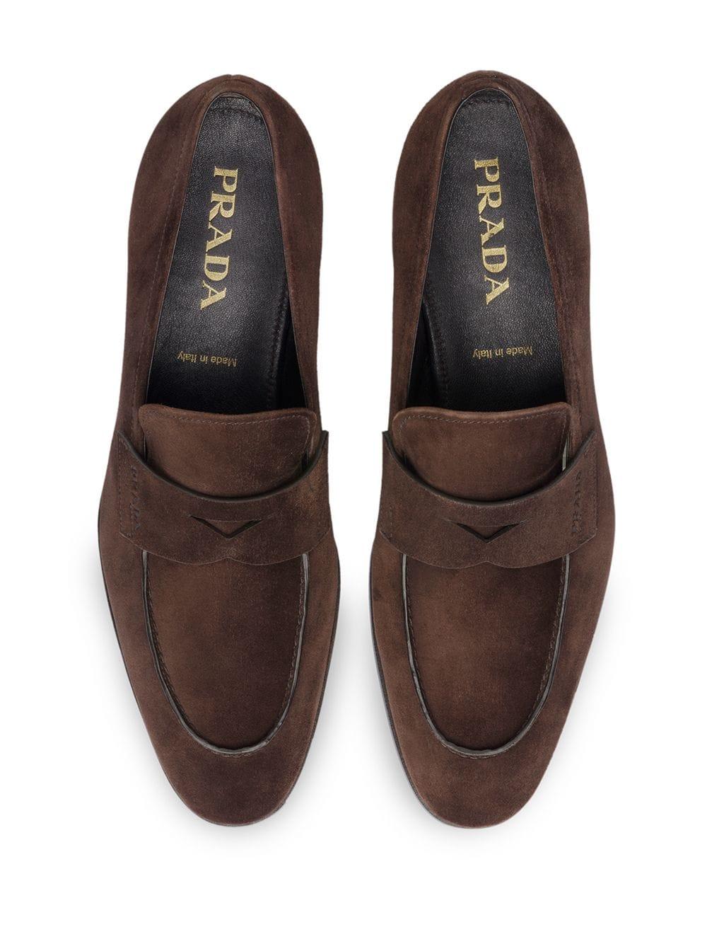 Prada Suede Penny Loafers in Brown for Men | Lyst