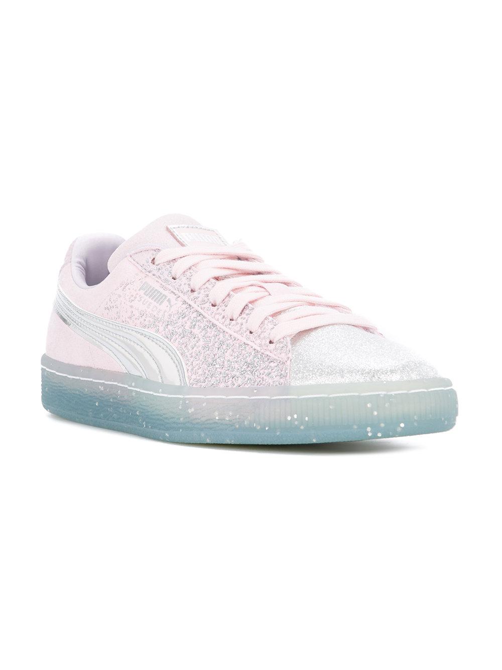 PUMA Glitter-finish Sneakers in Pink | Lyst