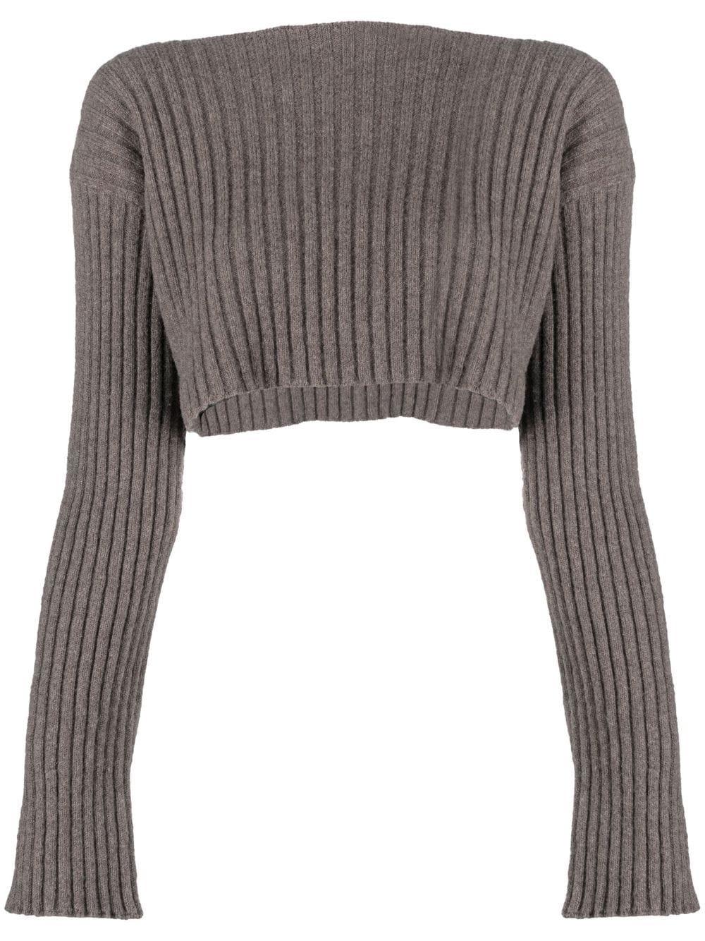 Baserange Cropped Ribbed Jumper in Gray | Lyst