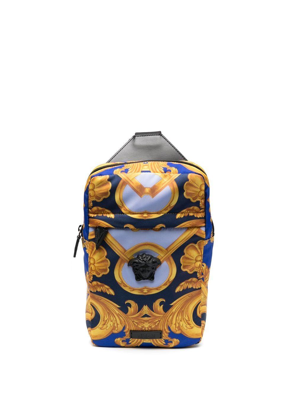 Versace Backpack With Baroque Print in Blue for Men | Lyst