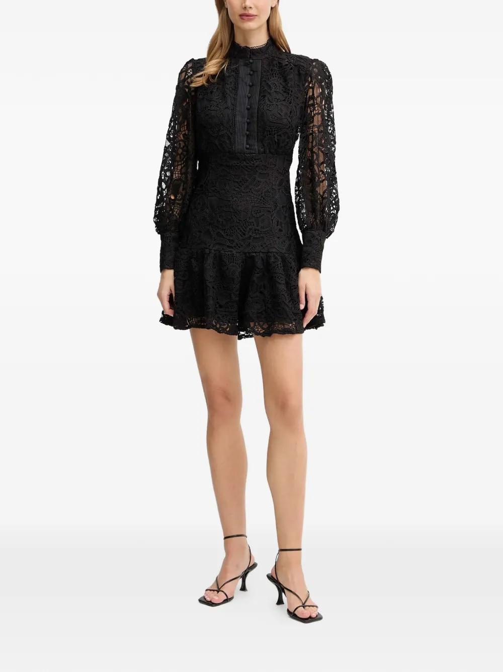 Bardot Remy All-Over-Lace Button-Up Mini Dress in Black | Lyst