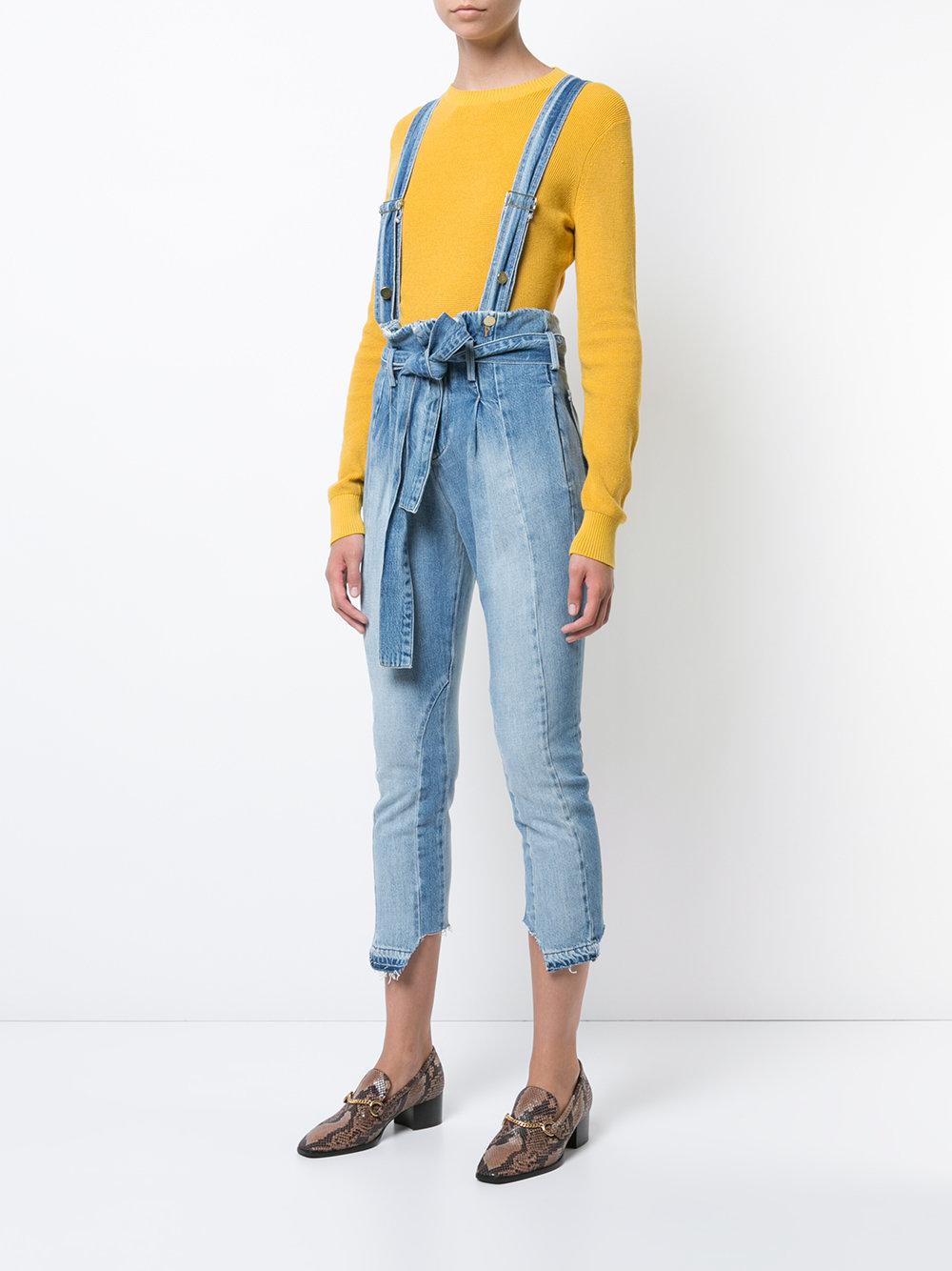 FRAME Denim Suspender Jeans in Blue | Lyst
