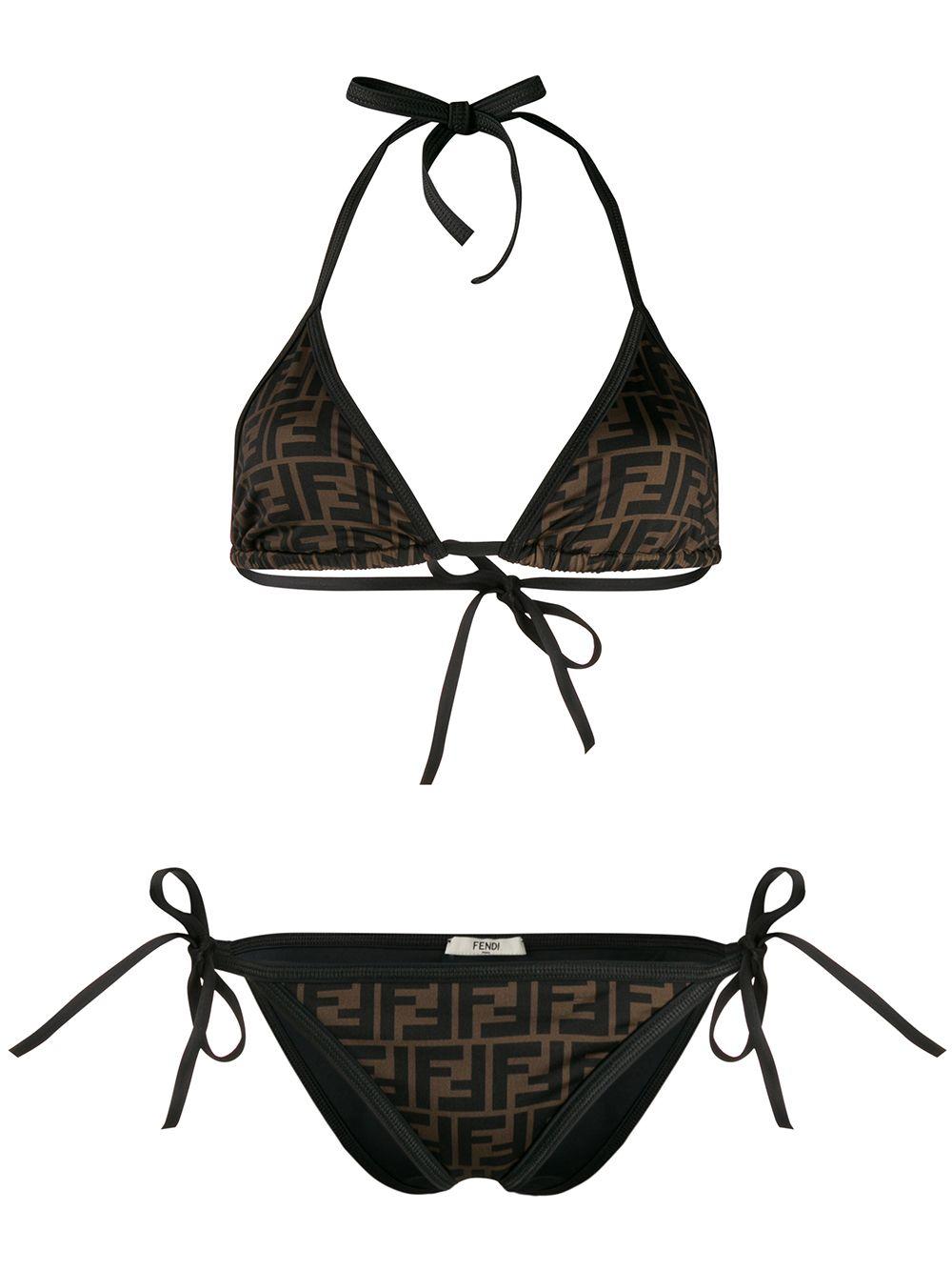 Fendi Synthetic Reversible Ff Logo Padded Bikini in Brown - Save 8% - Lyst