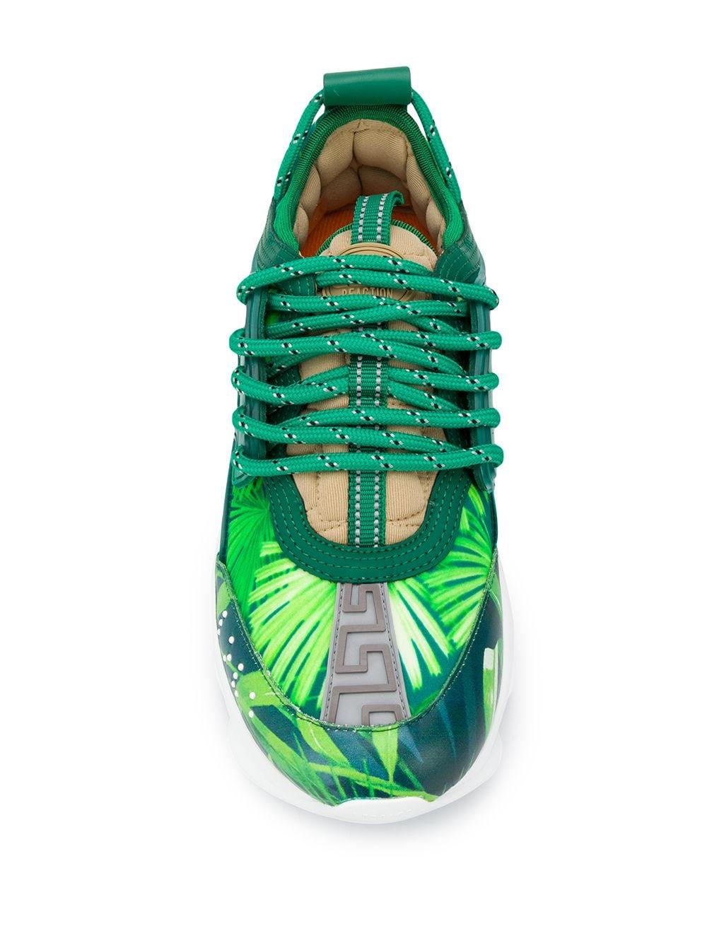 Versace Green Strappy Chain Reaction Sneakers Versace