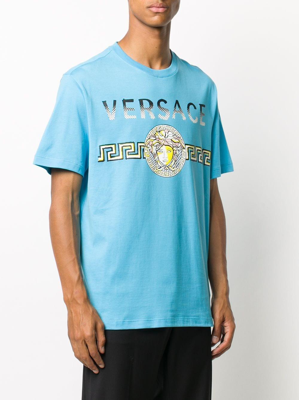 Versace Cotton Medusa Logo T-shirt in Blue for Men - Lyst
