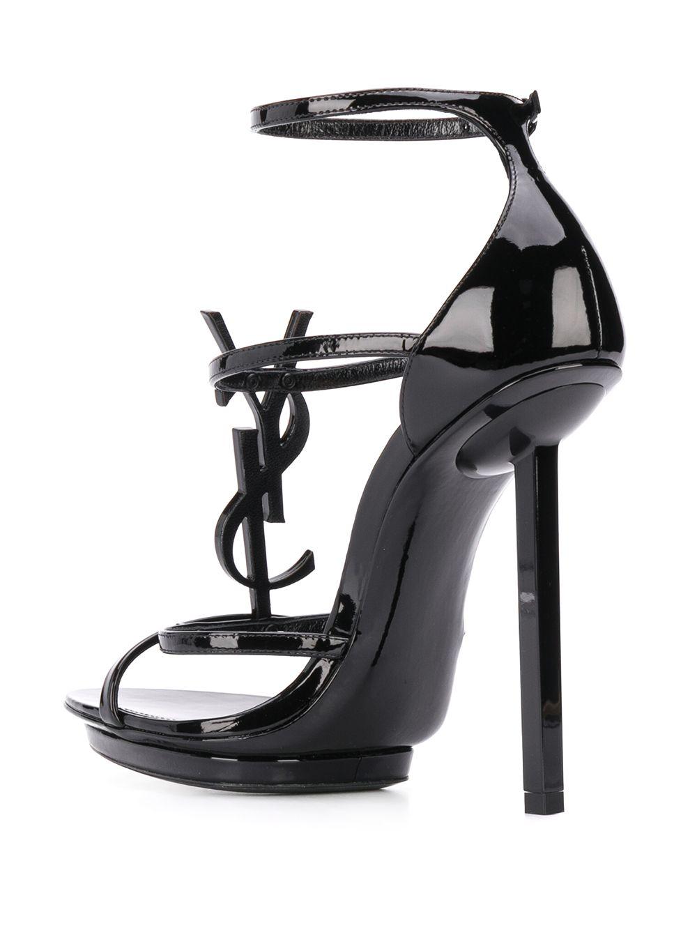saint laurent black cassandra heeled sandals