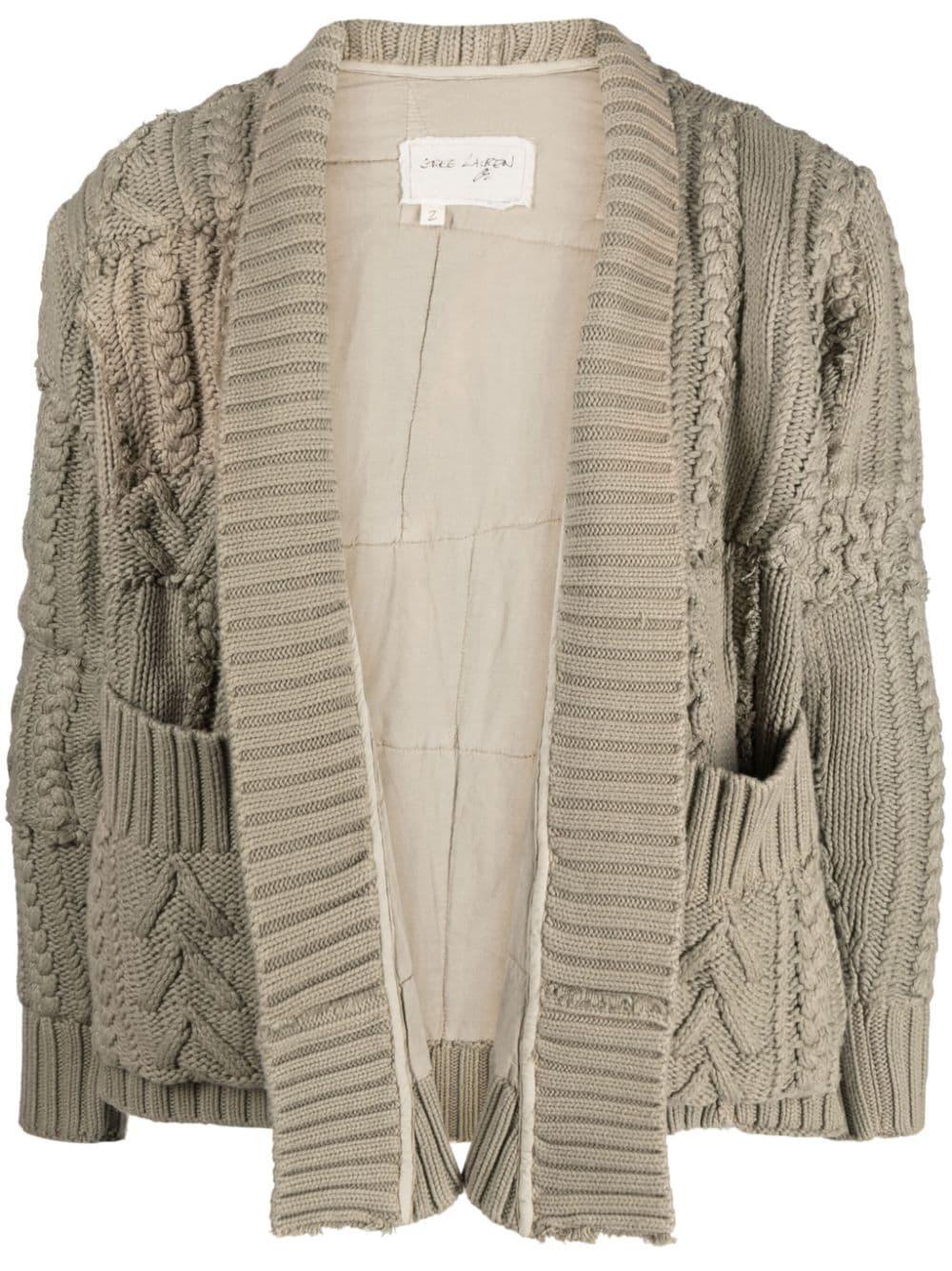 Greg Lauren Army Fisherman Gl1 Chunky-knit Cardigan in Gray for