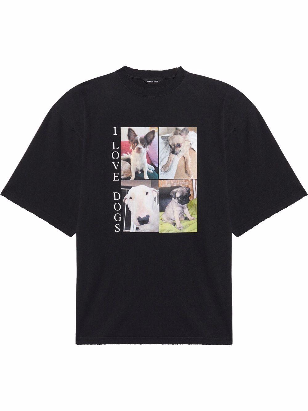 Balenciaga Dog-print Oversized T-shirt in Black for Men