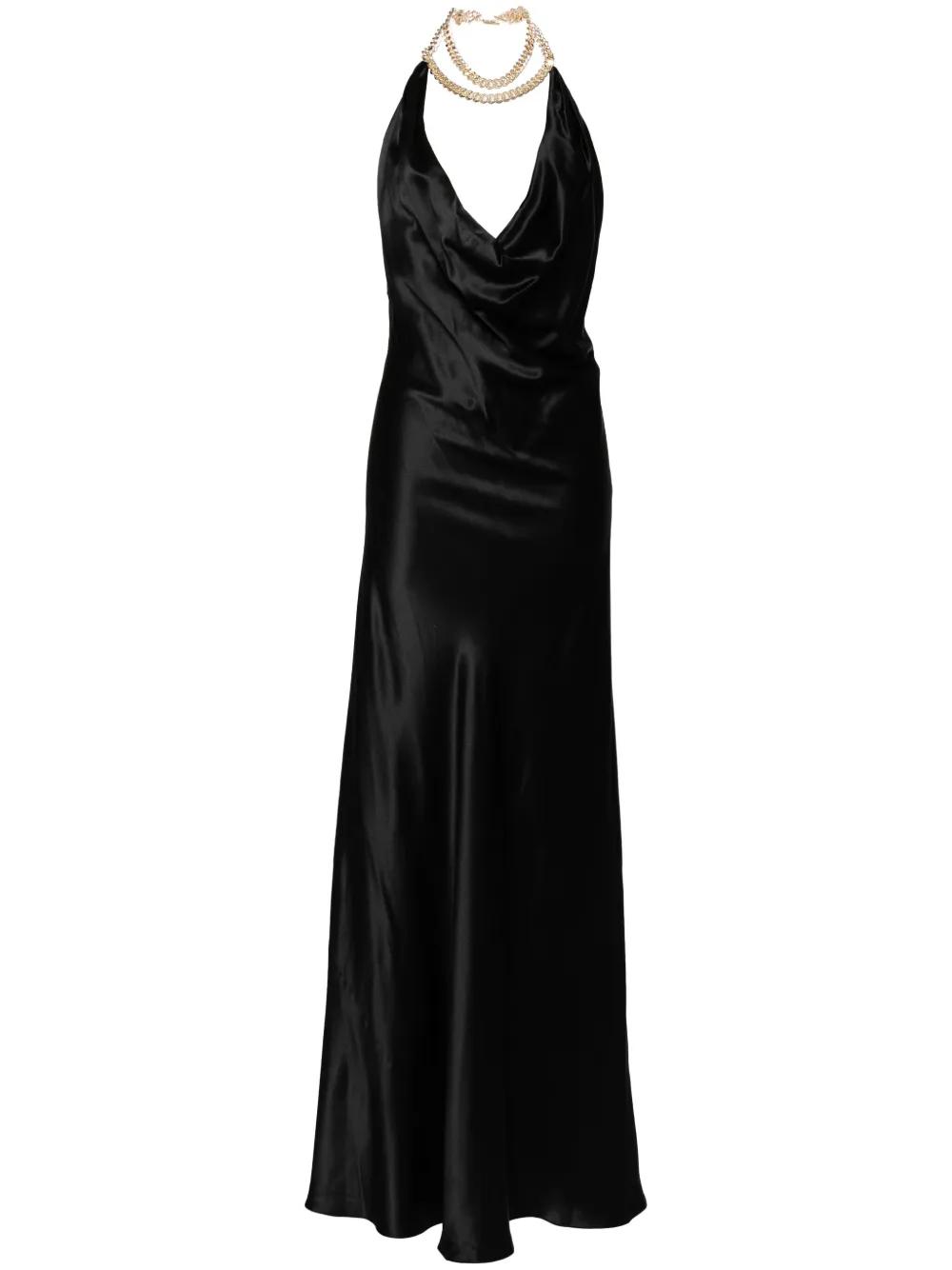 knee length dresses for ladies Bias Panel Open Back Gown