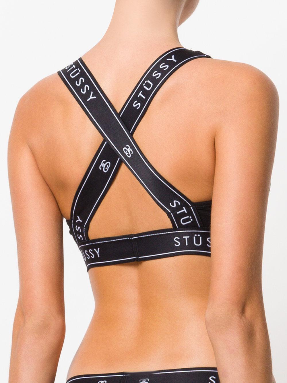 Stussy Logo Elastic Band Sports Bra in Black Lyst