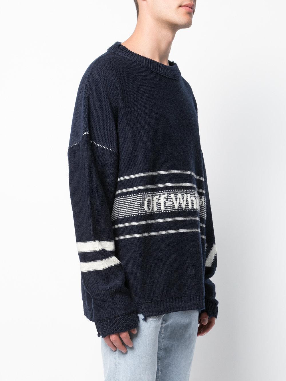 Afvigelse Muligt Sudan Off-White c/o Virgil Abloh Intarsia-knit Jumper in Blue for Men | Lyst