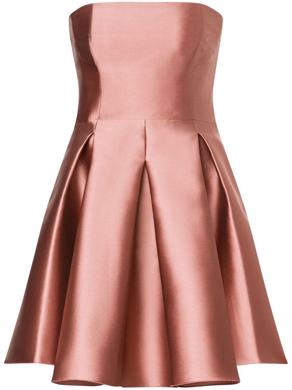 Alberta Ferretti レディース ピンク ストラップレス サテンミニドレス 