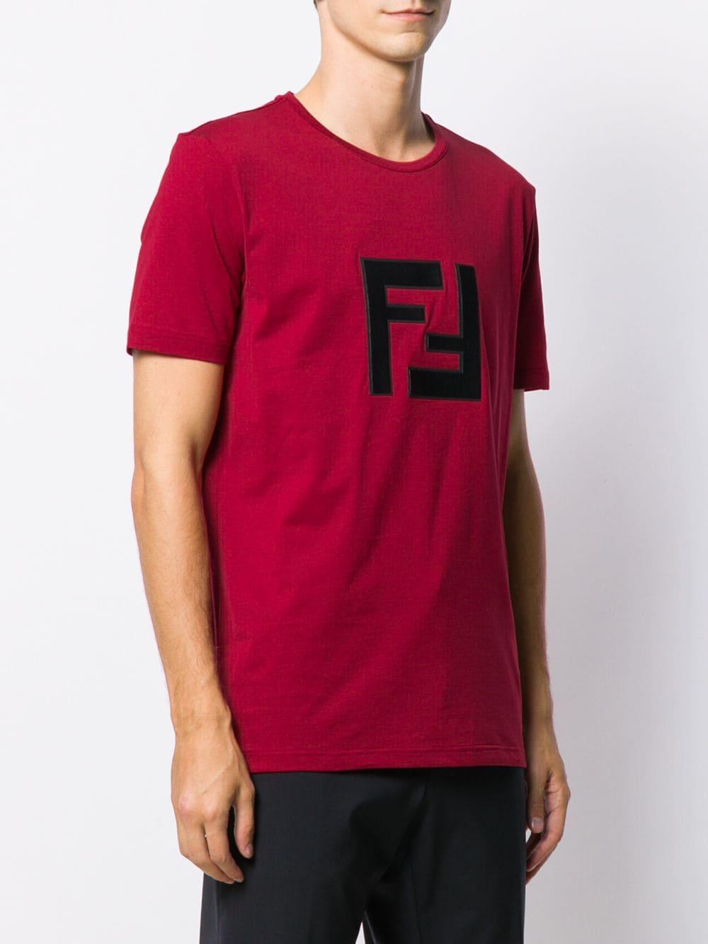 Fendi Ff Logo T-shirt in Red for Men | Lyst