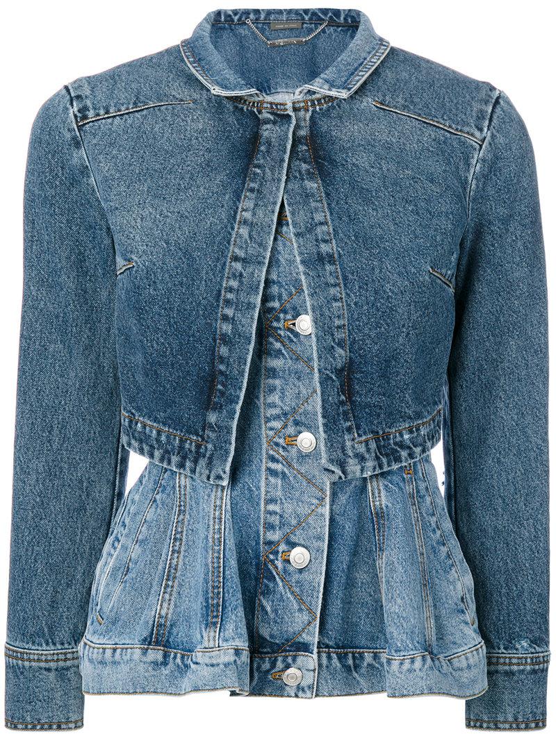 Alexander McQueen Peplum Denim Jacket in Blue Lyst