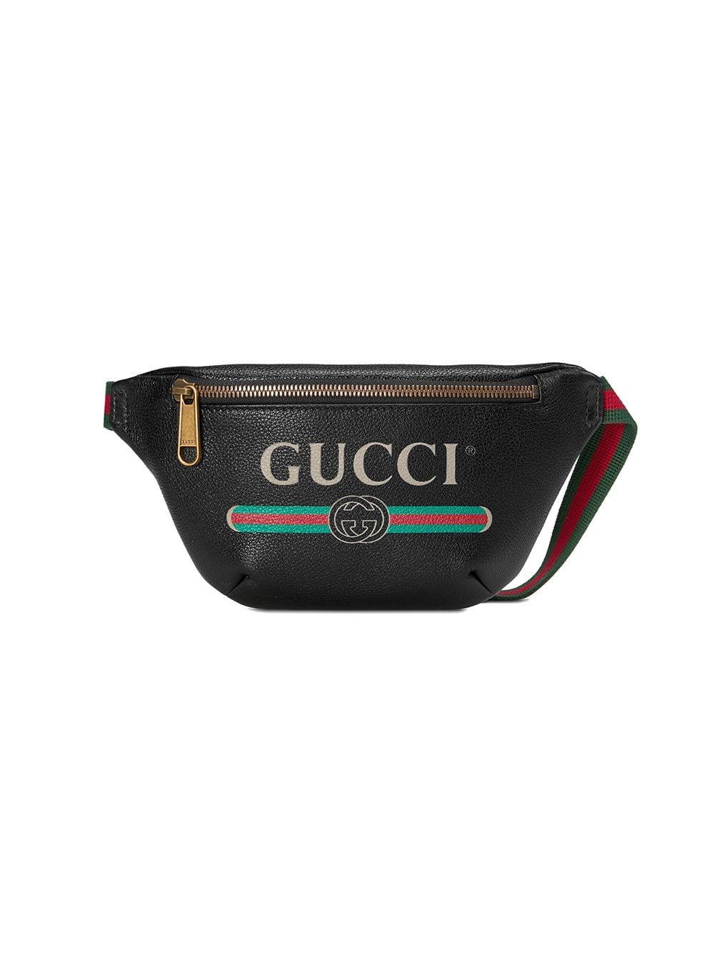 Gucci Leather Print Small Belt Bag in Black | Lyst