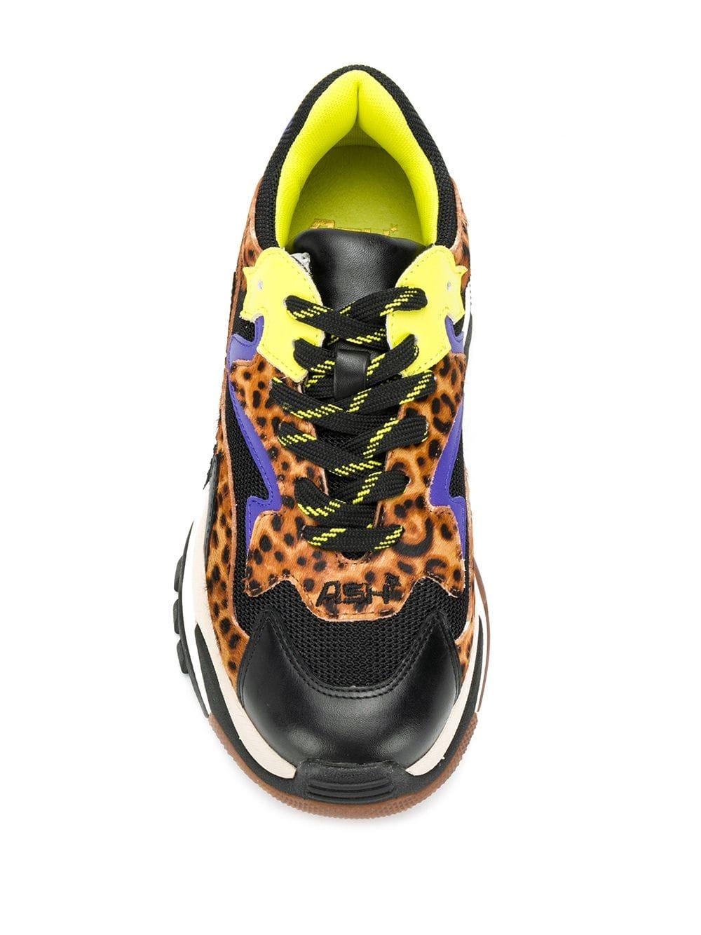 Ash Leather Chunky Leopard Print Sneakers in Black - Lyst