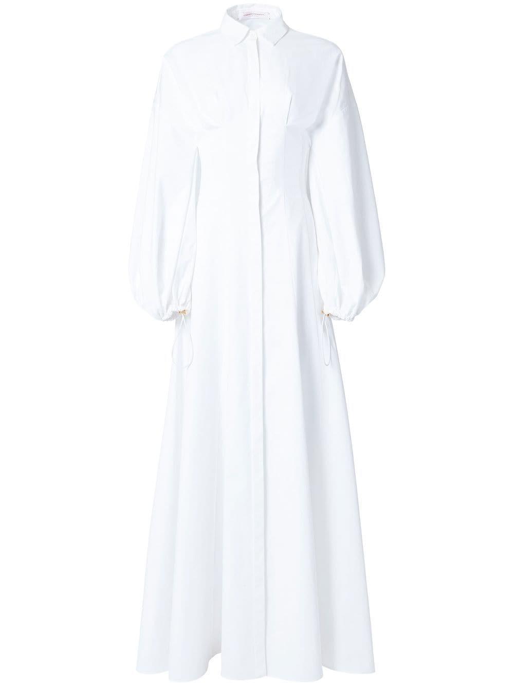 Carolina Herrera Balloon-sleeves Belted Dress in White | Lyst