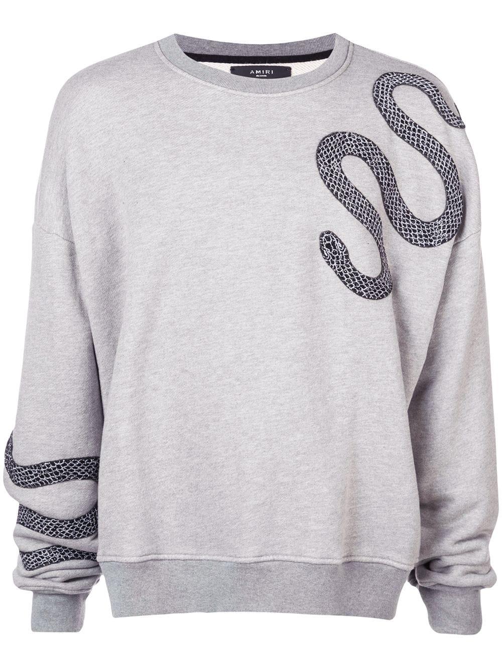 Download Amiri Cotton Glitter Snake Oversized Crew Neck Sweatshirt ...