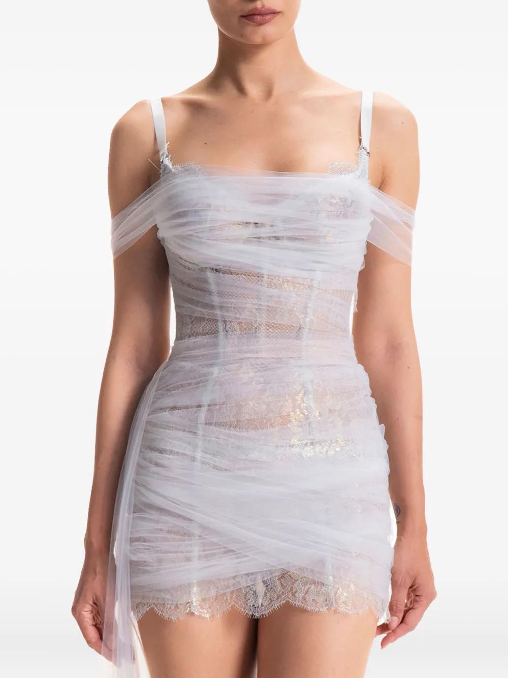 katie may mini dresses Katie May Women's Britt Off-the-Shoulder Lace Mini Dress - White - Size XL