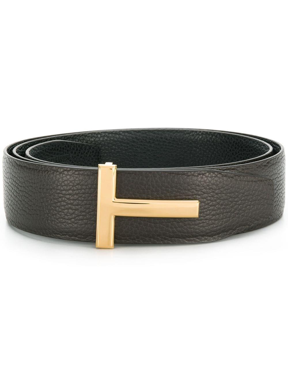 Tom Ford Leather Logo Buckle Belt in Brown for Men - Lyst