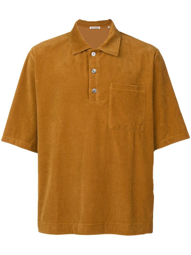 Our Legacy Corduroy Polo Shirt in Yellow for Men Lyst