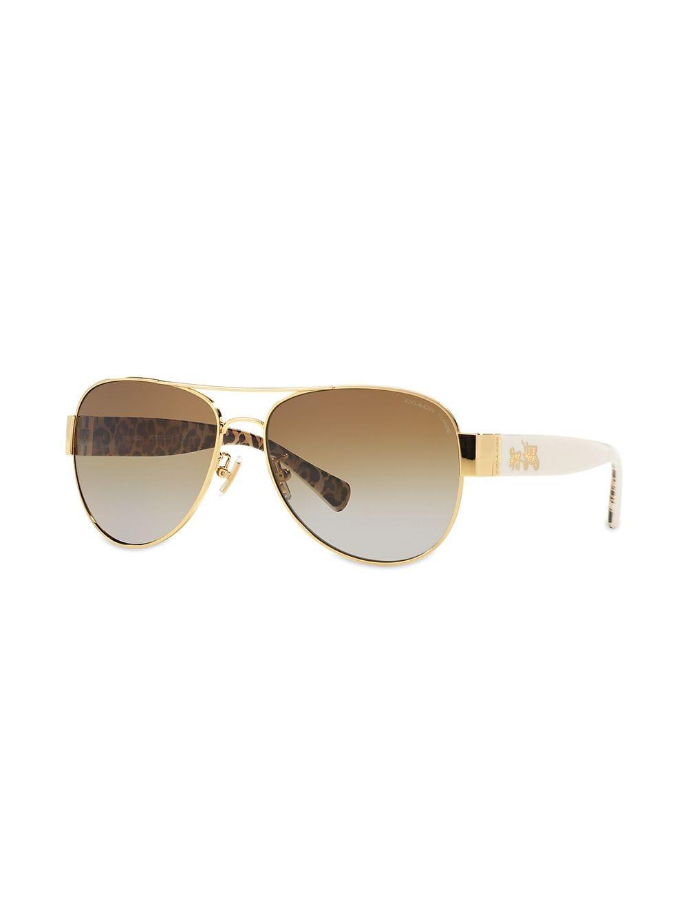 COACH Aviator Frame Sunglasses in White | Lyst