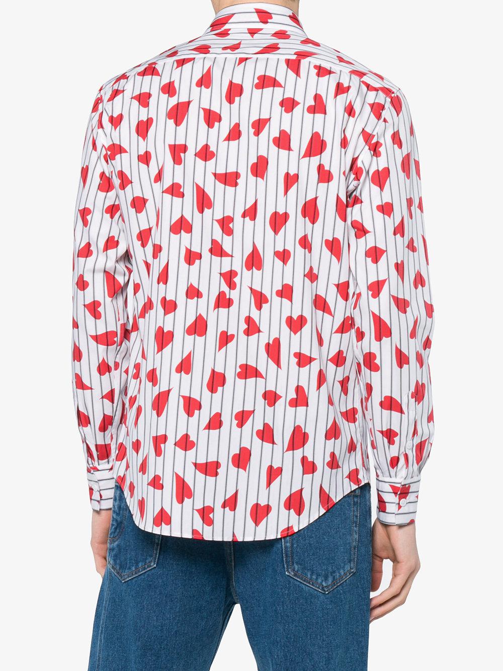 JW Anderson Heart Stripe Print Shirt in White for Men | Lyst Canada
