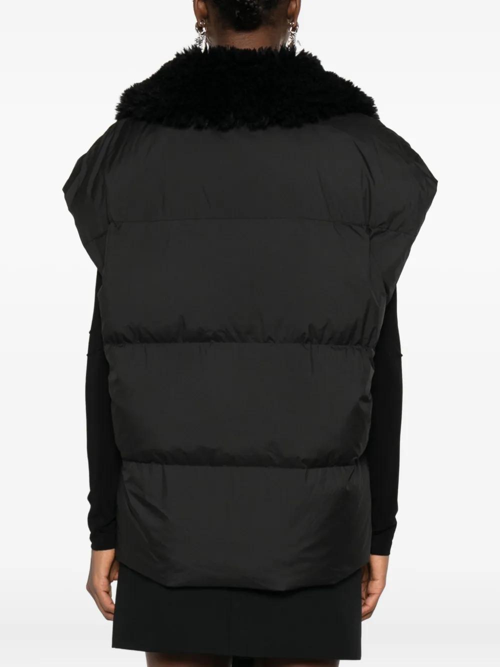 IRO Quilted Faux-Fur Collar Vest in Black Lyst
