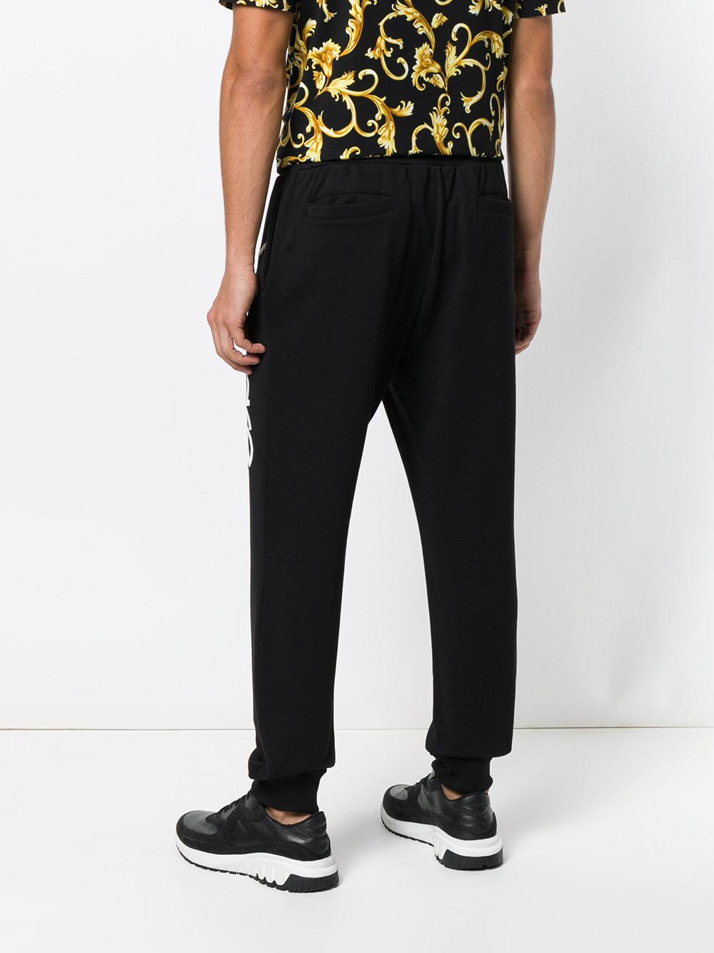 Versace Cotton Logo Track Pants in Black for Men - Lyst