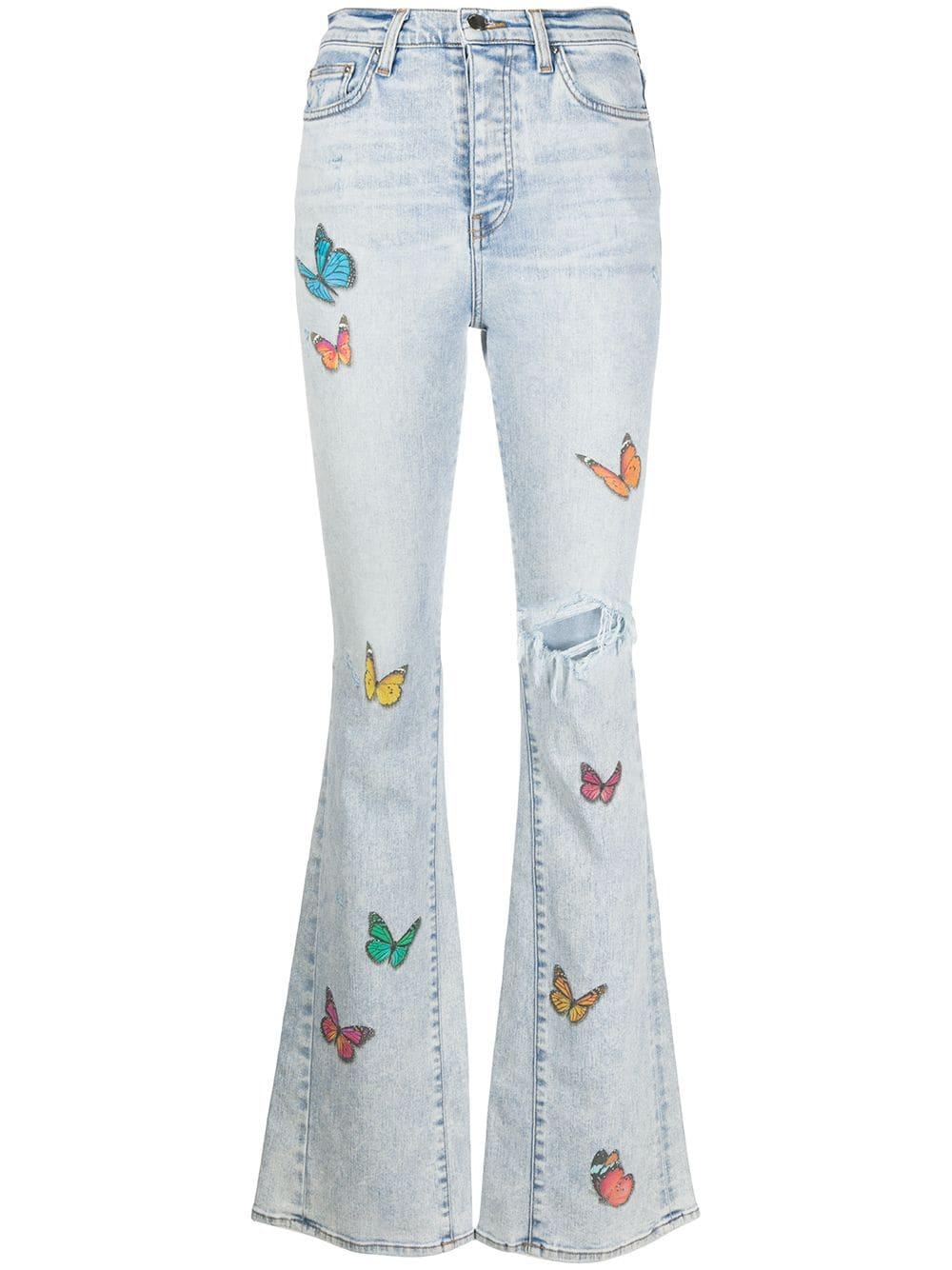 Amiri Butterflyprint Ripped Jeans in Blue Lyst