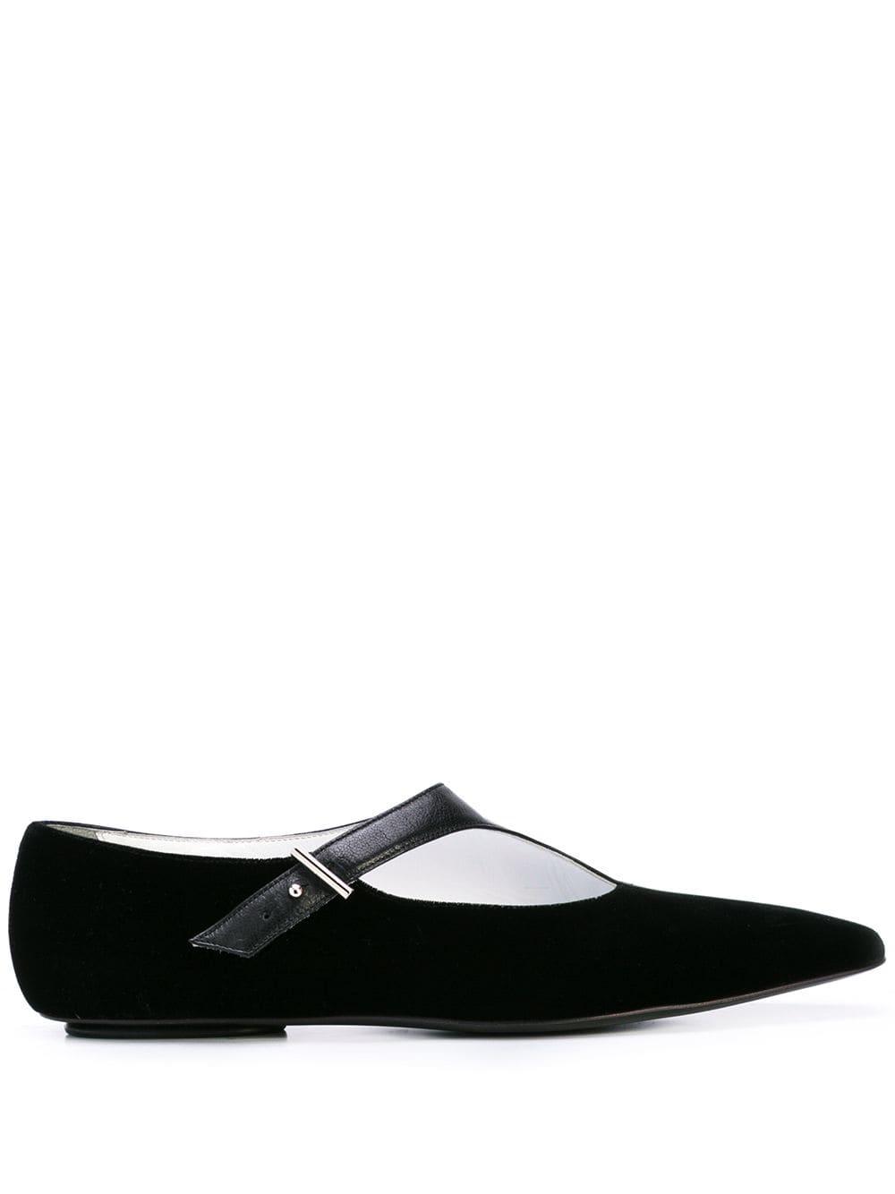 Rosetta Getty Cotton Asymmetric Strap Ballerina Shoes in Black - Save ...