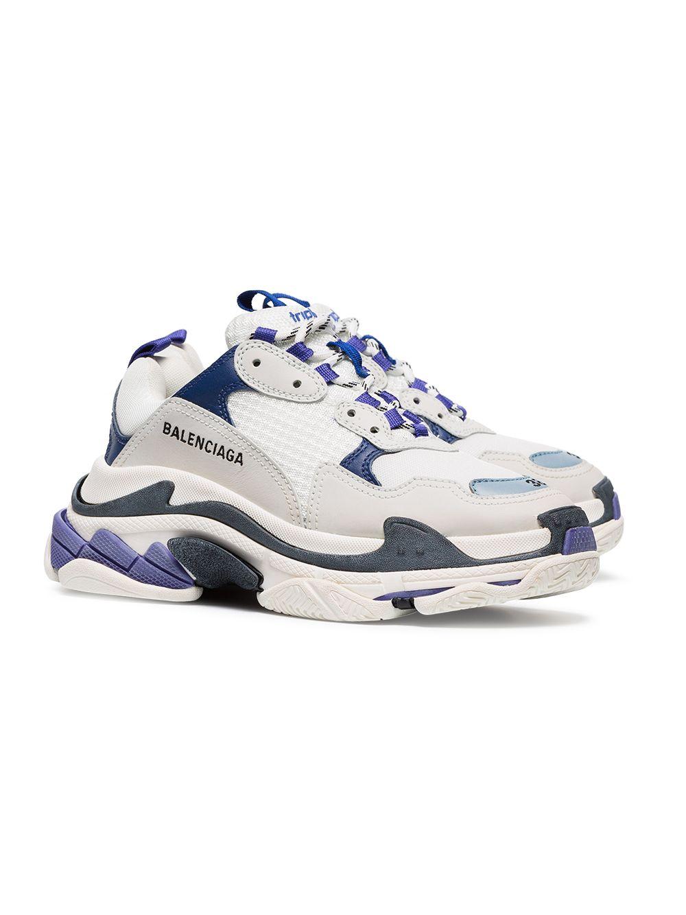 Balenciaga Leer Wit Blauwe Leren Triple S Sneakers in het Blauw - Lyst