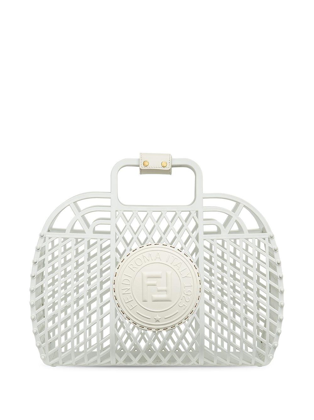 Fendi Medium Ff-logo Basket Bag in White | Lyst
