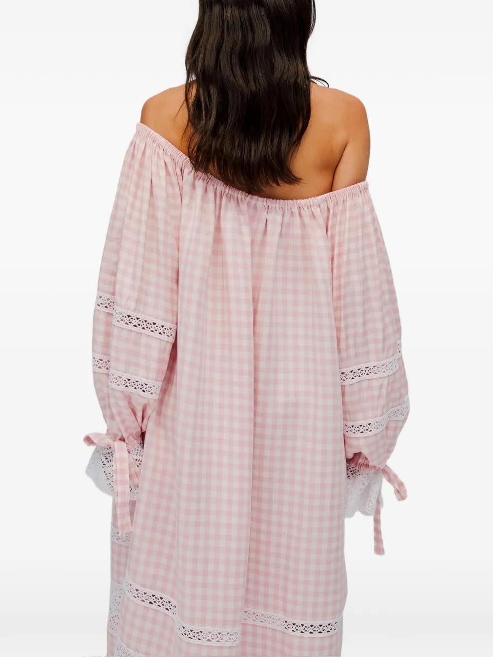 open lace back dress Children's Pink Gingham Delphine Nightgown main image 1