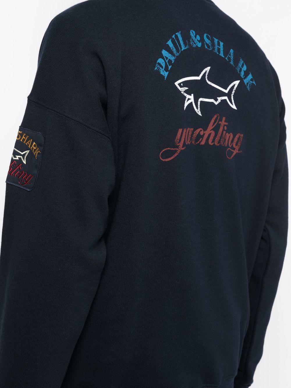 Paul & Shark Logo-patch Crew Neck Sweatshirt in Blue for Men | Lyst