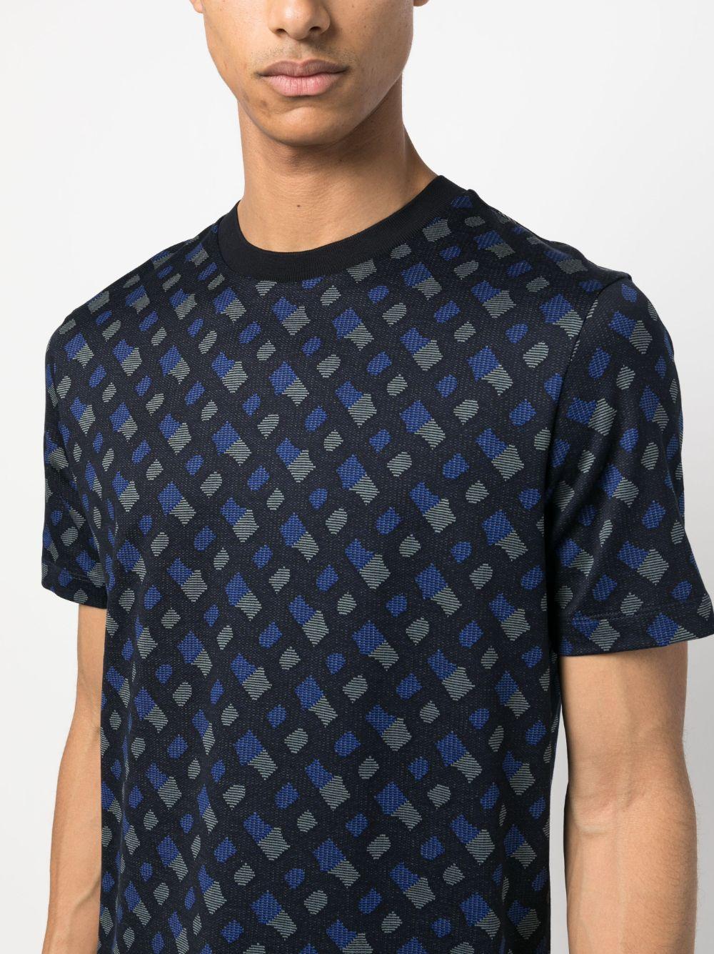 BOSS by HUGO BOSS Logo-print Jacquard Cotton T-shirt in Blue for Men | Lyst