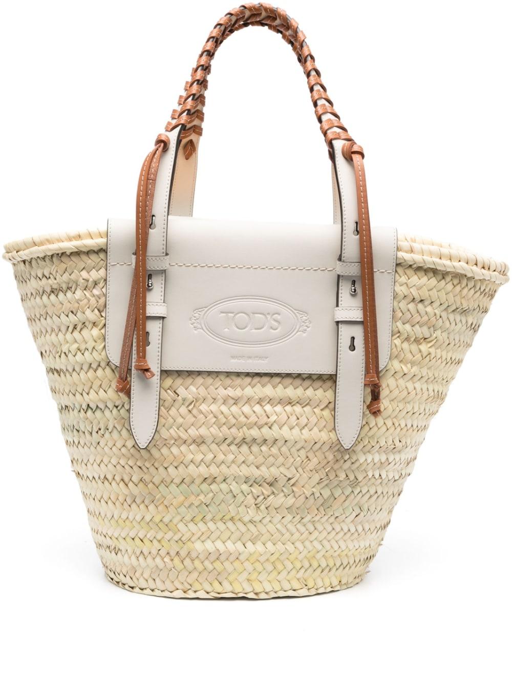 Tod's Logo-stamp Woven Tote in Natural | Lyst