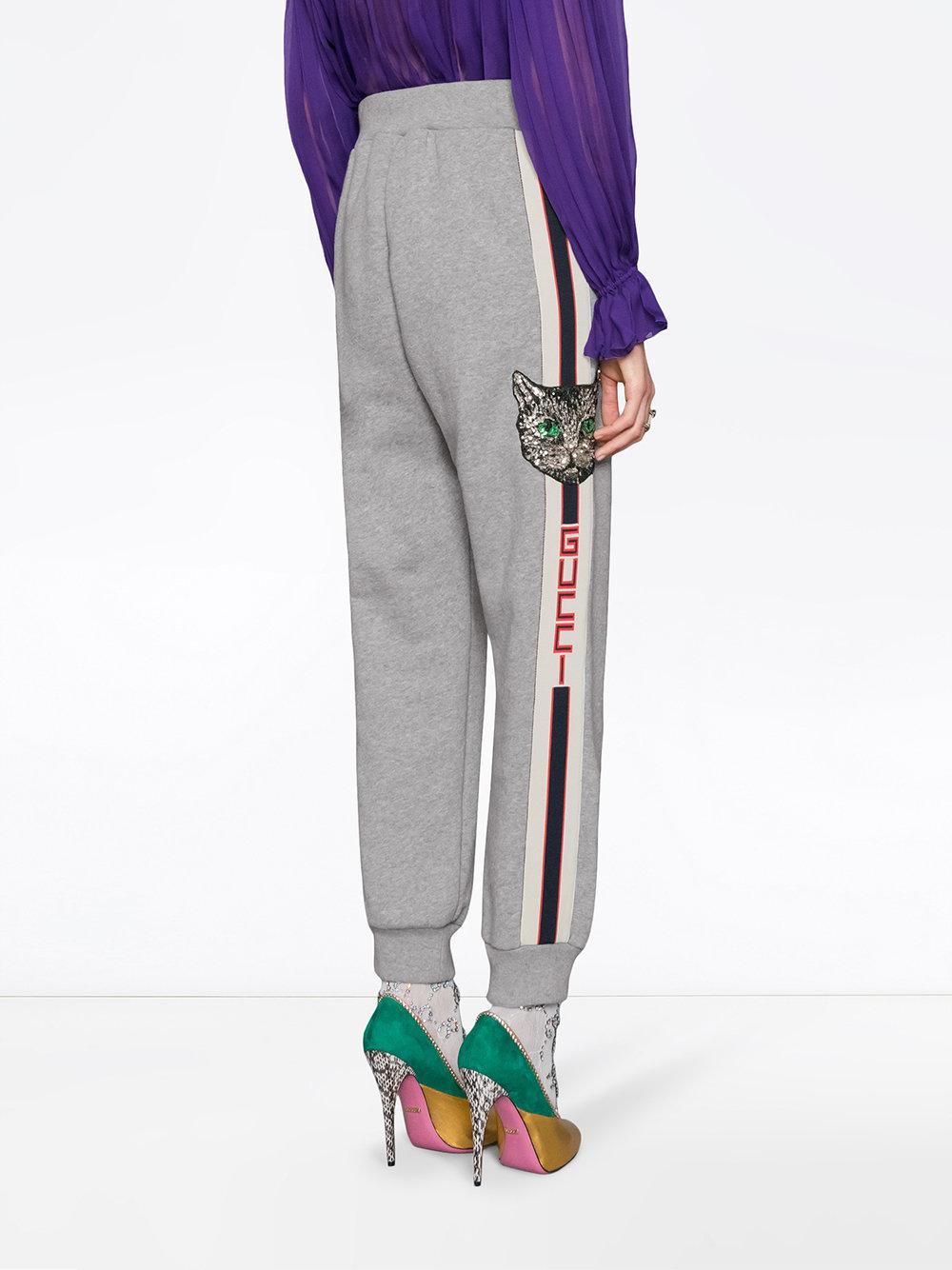 gabardine stretch pant with gucci stripe