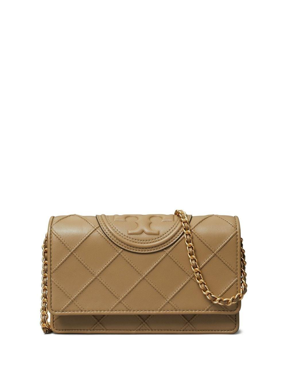 Tory Burch Fleming Logoembossed Crossbody Bag in Natural Lyst