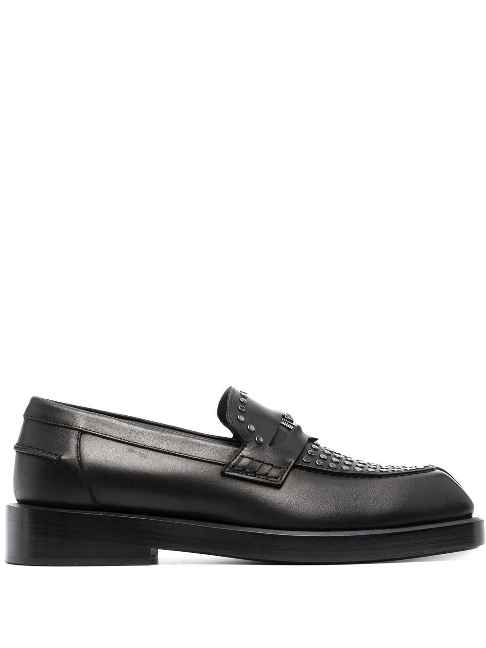 Versace Square-toe Studded Loafers in Black for Men | Lyst