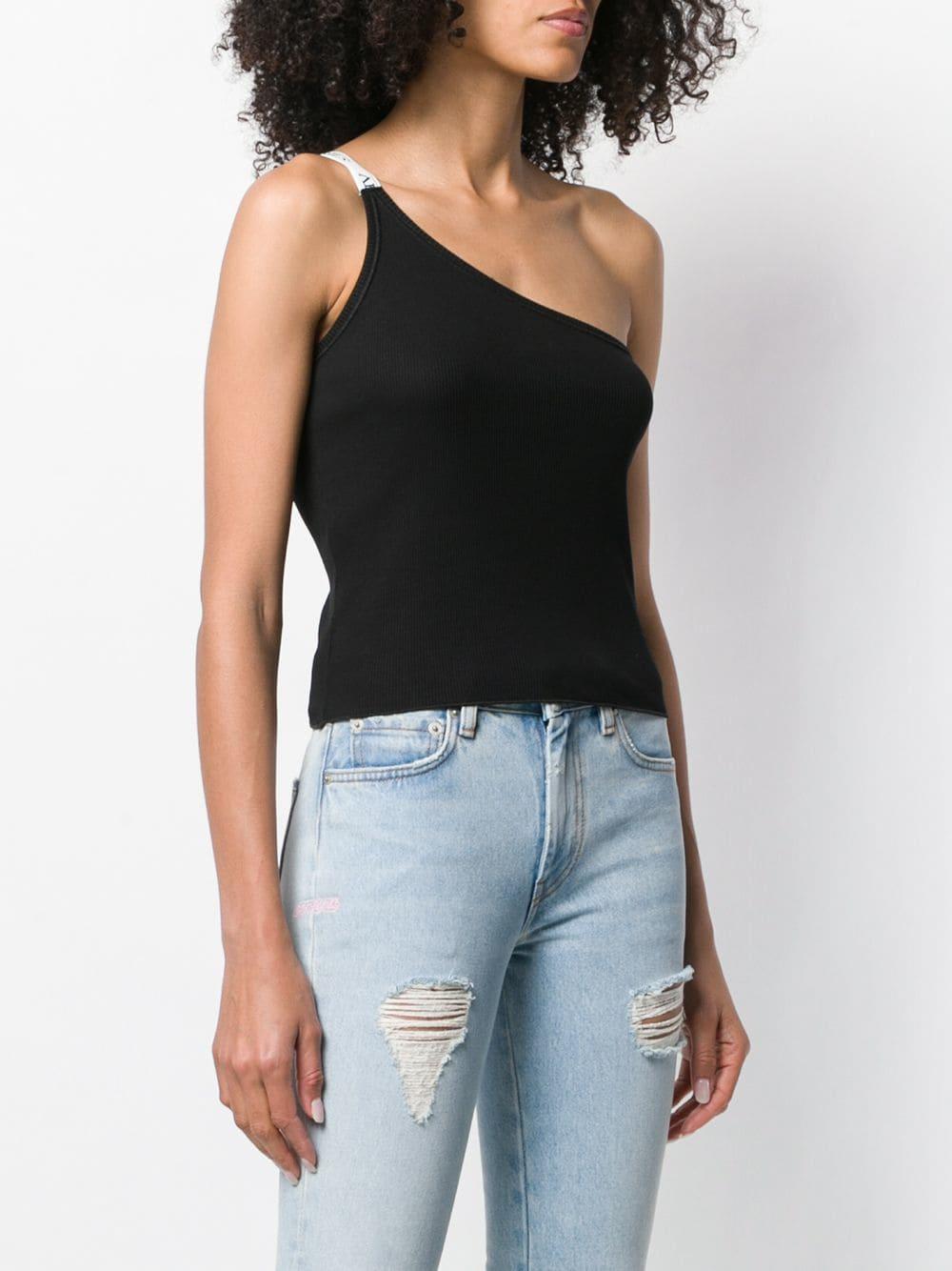 black one shoulder vest top