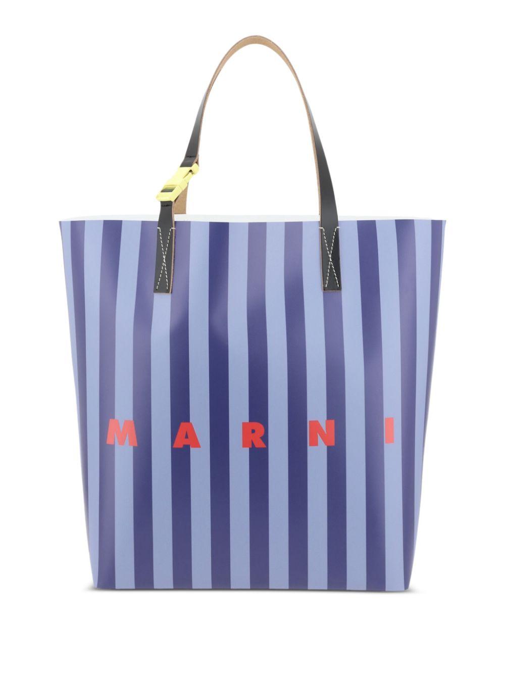 Marni メンズ ブルー ストライプ トートバッグ トートバッグ 