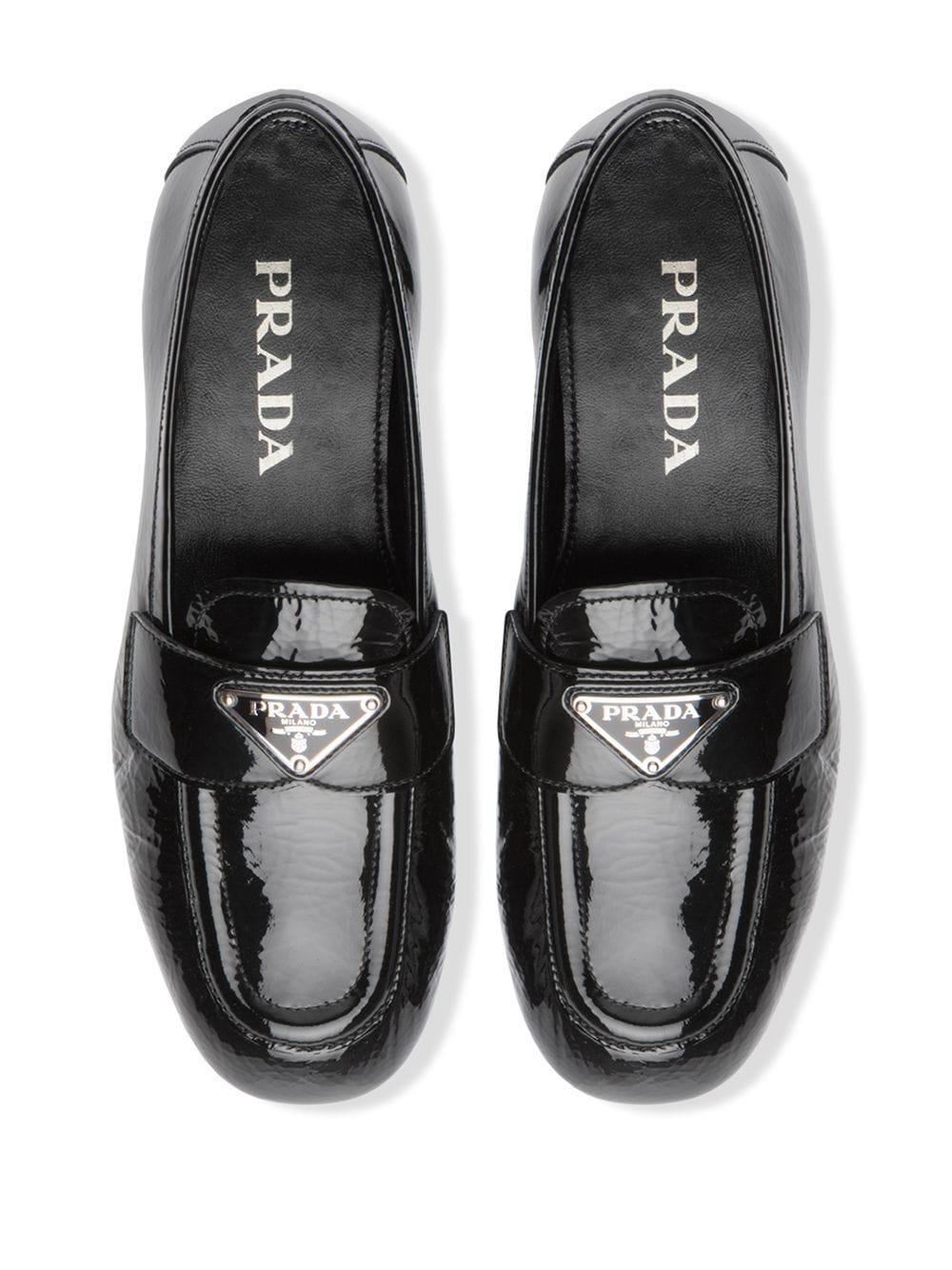 Prada Naplak Leather Loafers in Black | Lyst